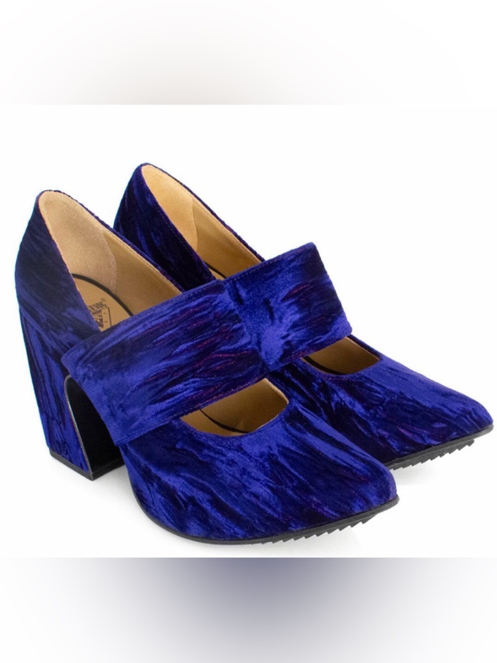 John Fluevog Blue Velvet Joy Ride Heels sz7